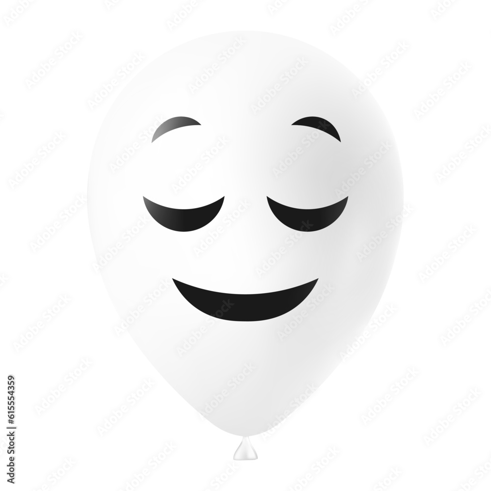 Fototapeta premium Halloween white balloon illustration with scary and funny face