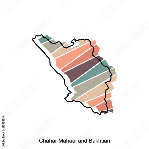Vector file map of Chahar Mahaal And Bakhtiari, Iran regions map illustration design template photo