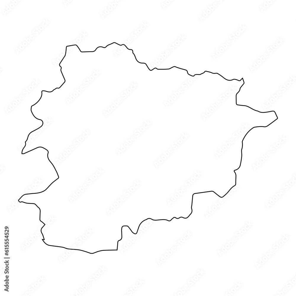 Highly detailed Andorra map with borders isolated on background