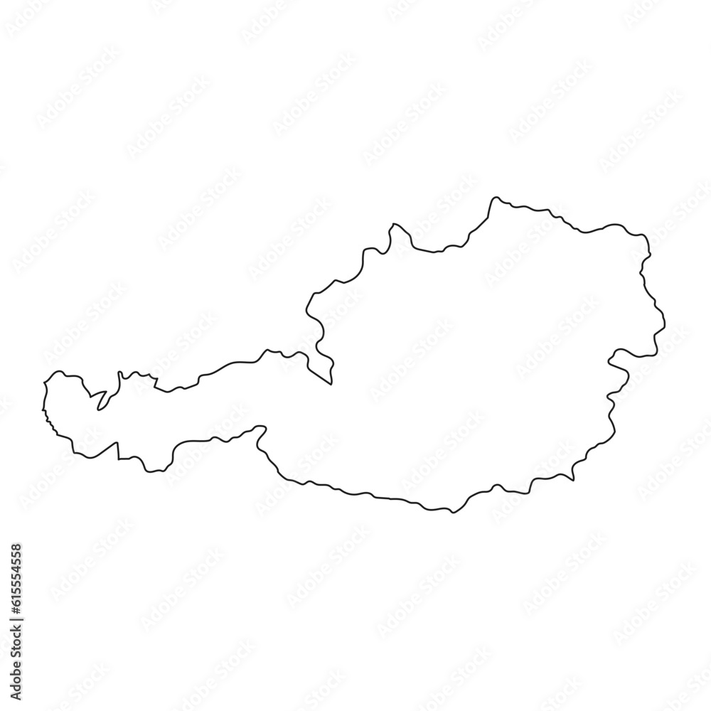 Highly detailed Austria map with borders isolated on background