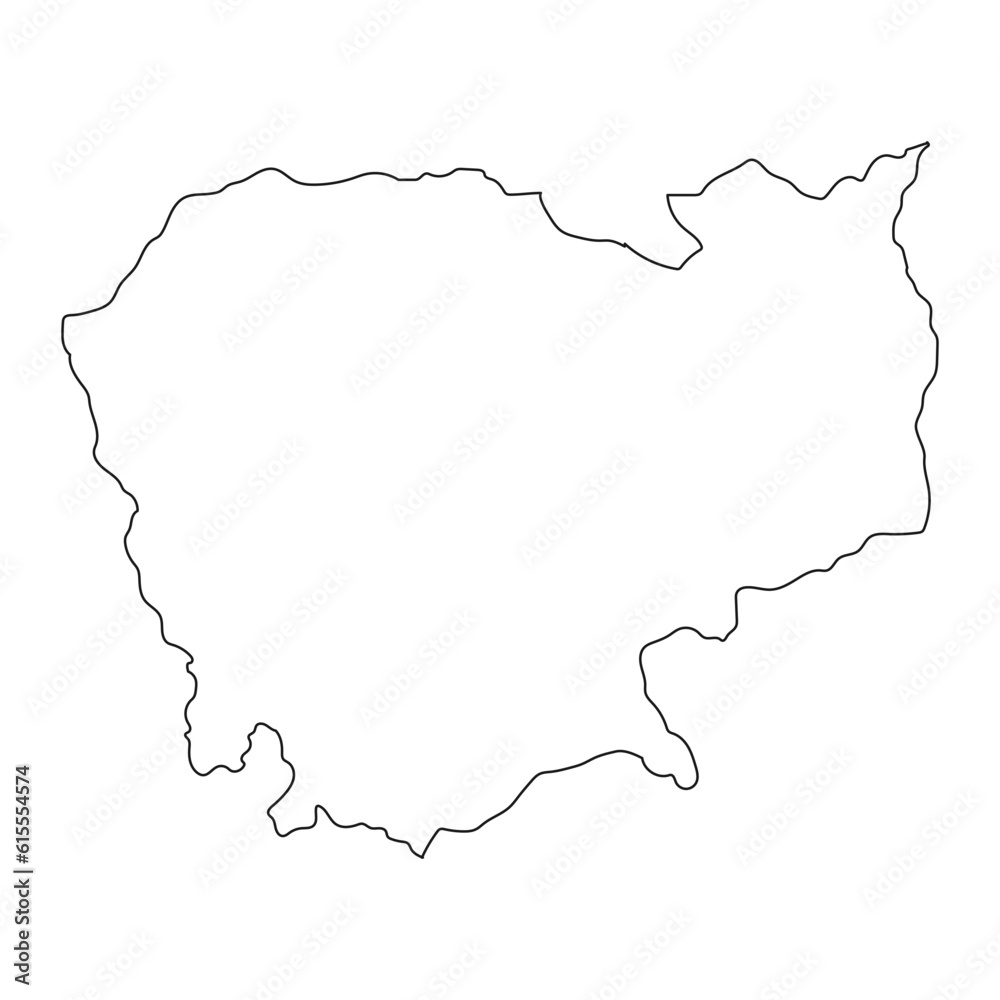 Highly detailed Cambodia map with borders isolated on background Highly detailed Cambodia map with borders isolated on background