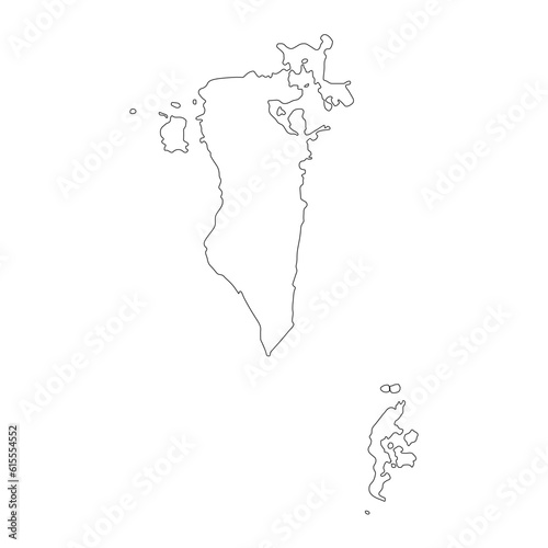 Highly detailed Bahrain map with borders isolated on background