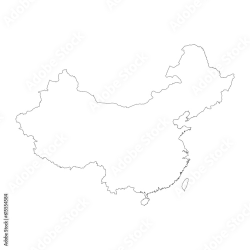 Highly detailed China map with borders isolated on background