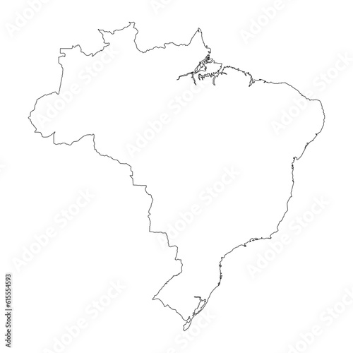 Highly detailed Brazil map with borders isolated on background