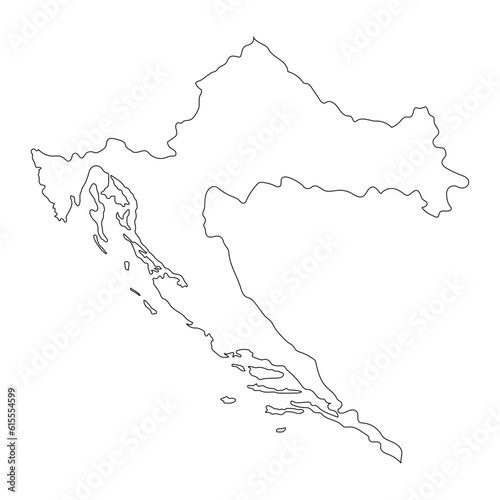 Highly detailed Croatia map with borders isolated on background