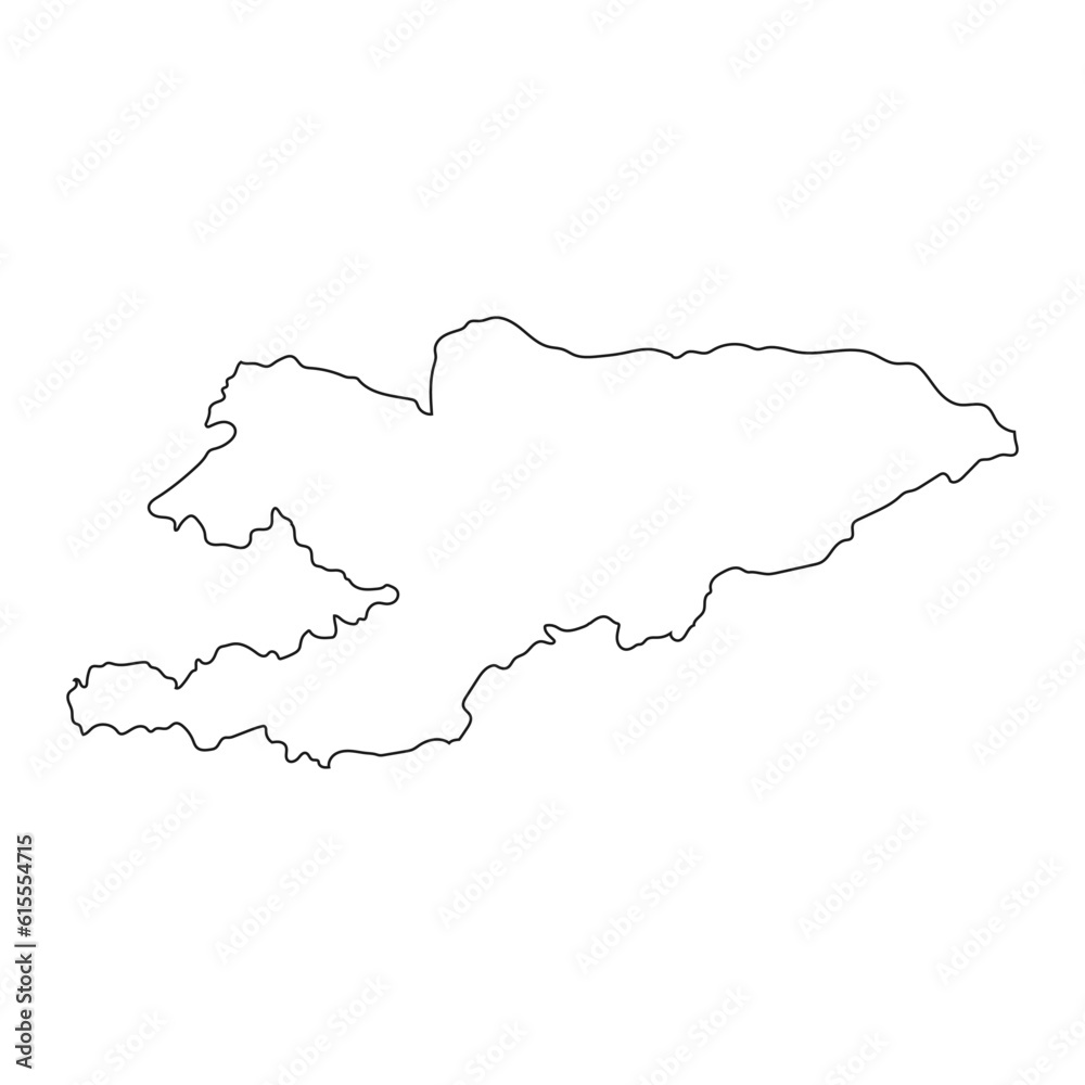 Highly detailed Kyrgyzstan map with borders isolated on background