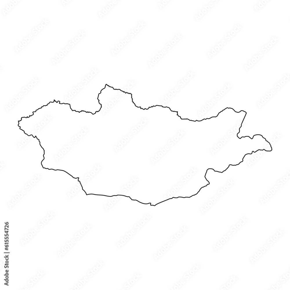 Highly detailed Mongolia map with borders isolated on background