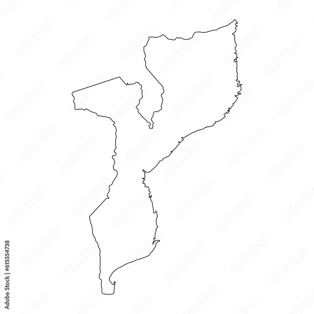 Highly detailed Mozambique map with borders isolated on background Highly detailed Mozambique map with borders isolated on background