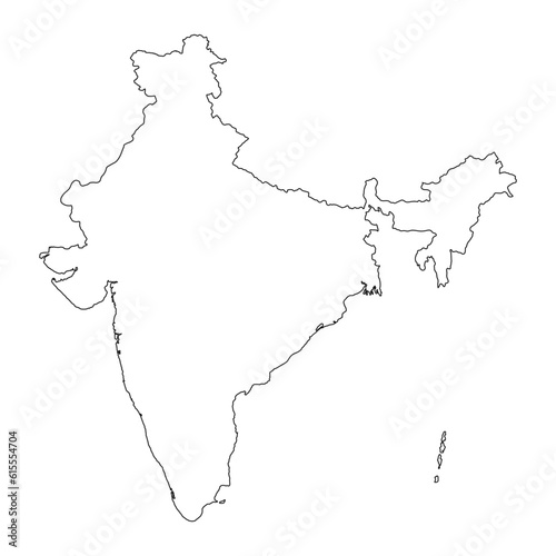 Highly detailed India map with borders isolated on background