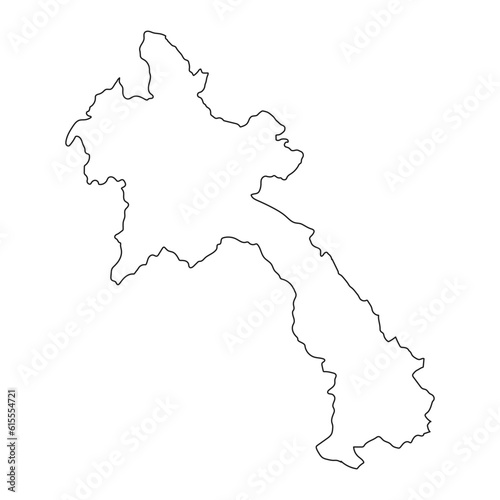 Highly detailed Laos map with borders isolated on background