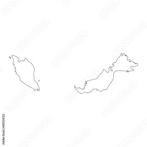 Highly detailed Malaysia map with borders isolated on background