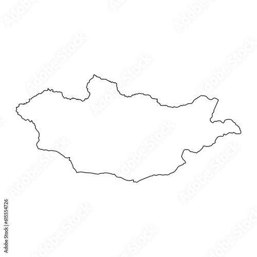 Highly detailed Mongolia map with borders isolated on background