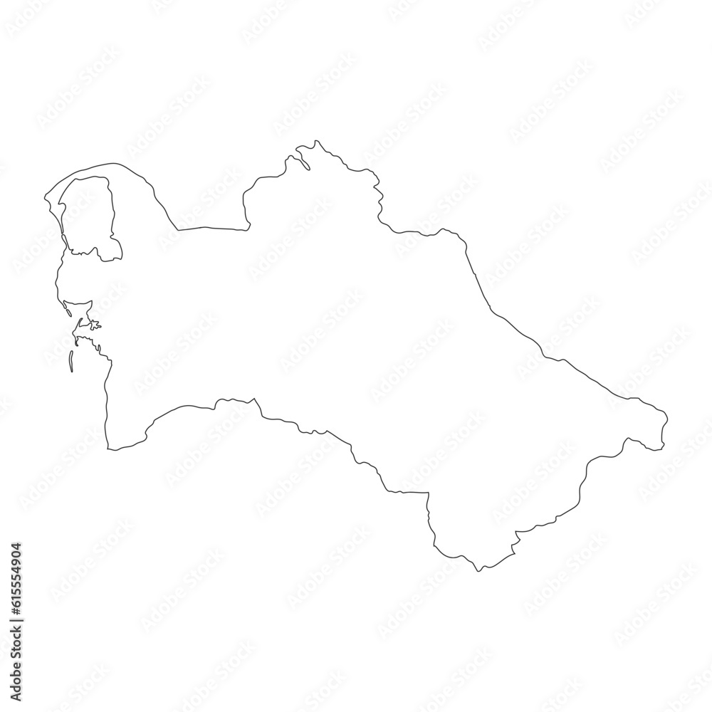 Highly detailed Turkmenistan map with borders isolated on background