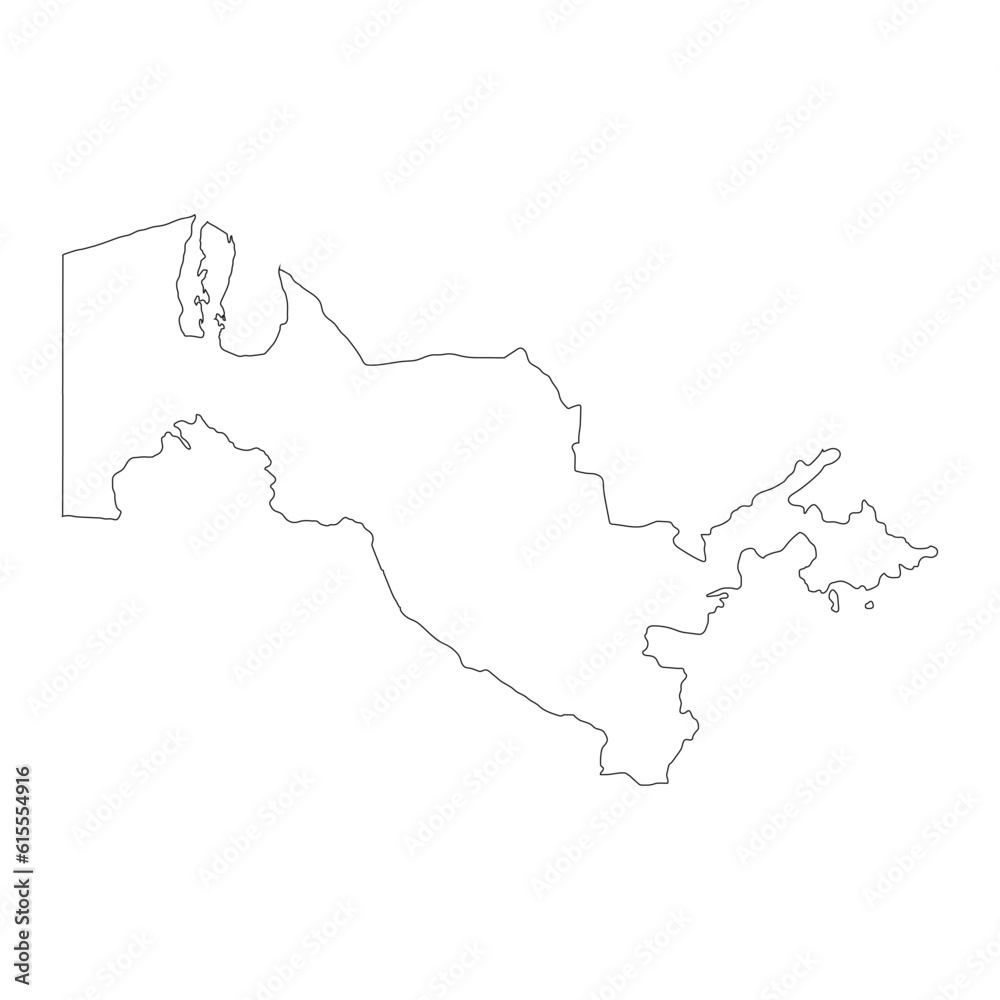 Highly detailed Uzbekistan map with borders isolated on background