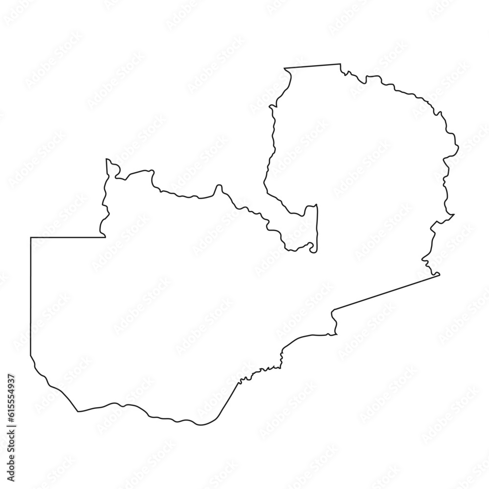 Highly detailed Zambia map with borders isolated on background