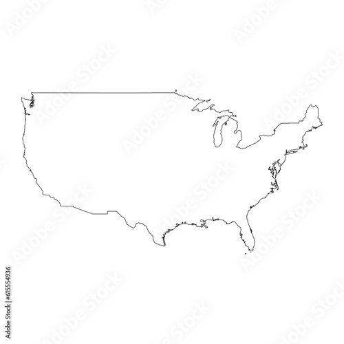 Highly detailed USA map with borders isolated on background
