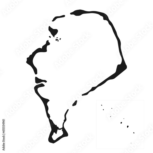Highly detailed Tuvalu map with borders isolated on background