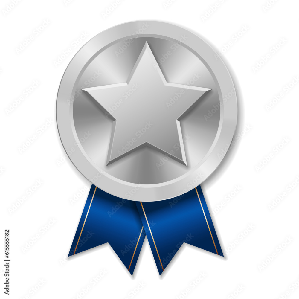 Silver award medal with star Illustration from geometric shapes Silver award medal with star Illustration from geometric shapes