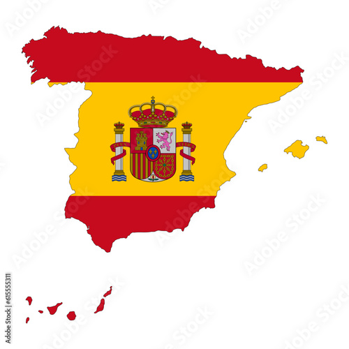 Spain map silhouette with flag isolated on white background