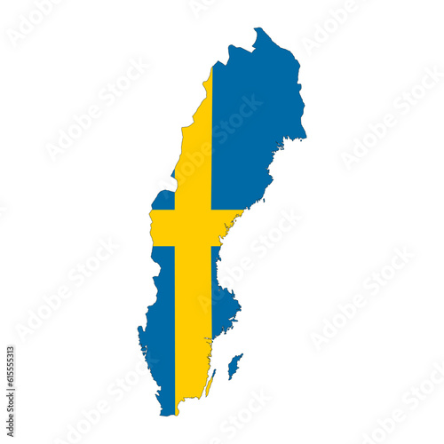 Sweden map silhouette with flag isolated on white background