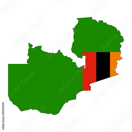 Zambia map silhouette with flag isolated on white background