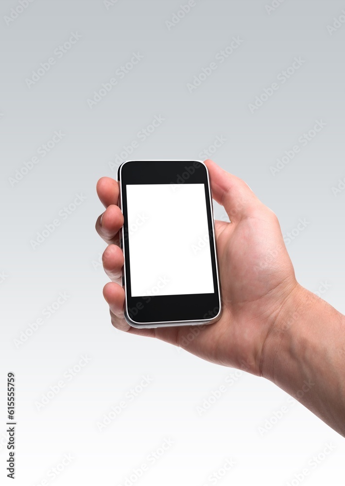 Human hand hold modern new smartphone Human hand hold modern new smartphone