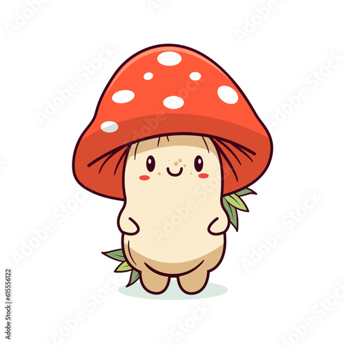 Cute cartoon mushroom illustration for kids. Vector.