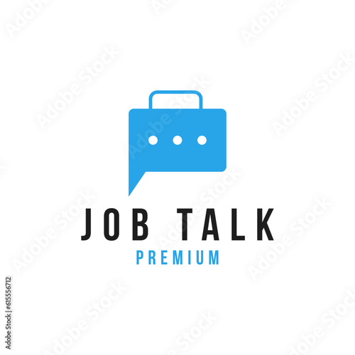Job Talk Chat Bubble Logo Design Concept Vector Illustration Symbol Icon