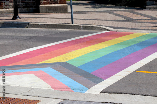 Pride Rainbow LGBT Sidewalk Crosswalk on city road