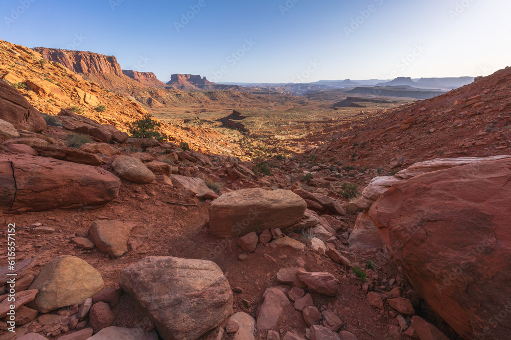 hiking the murphy trail loop in the island in the sky in canyonlands national park, usa