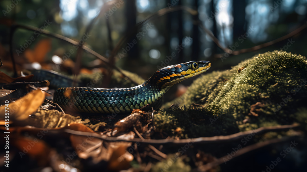 Obraz premium Garter Snakes in Their Natural Habitat. Generative AI