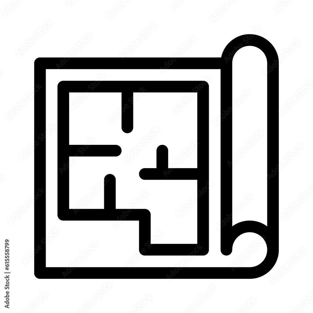 House Plan Icon on White Background. Real Estate Icons House Plan Icon on White Background. Real Estate Icons
