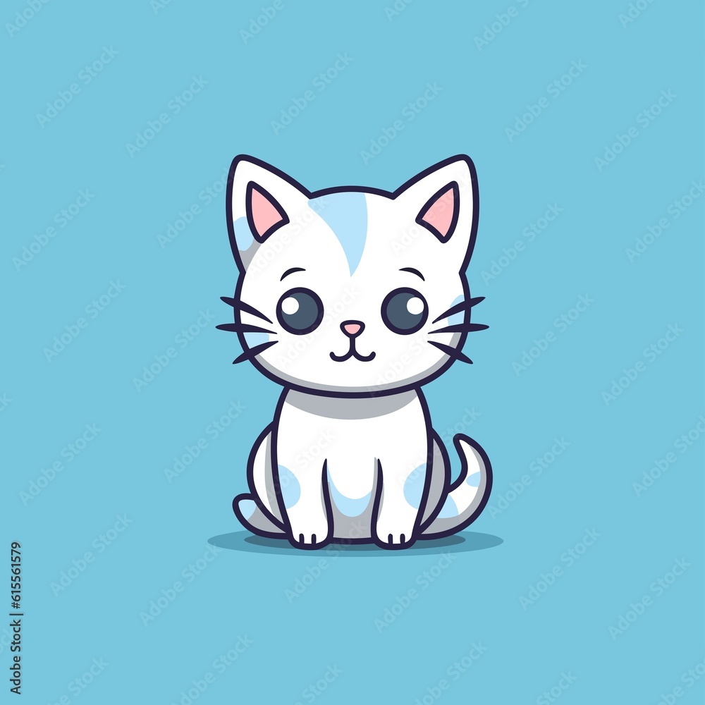 Obraz premium Cute cat vector illustration isolated into white background, Cute cat cartoon icon, cute cat t-shirt design, Cartoon cat sticker
