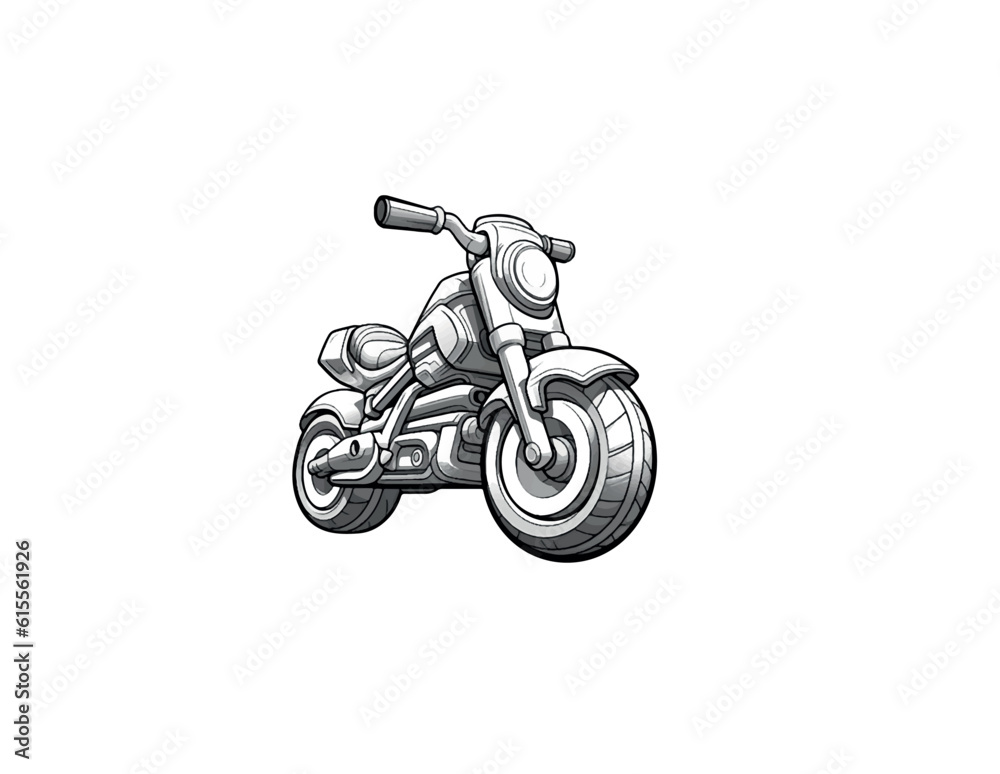 Outline motorcycle on a white background. Vector illustration