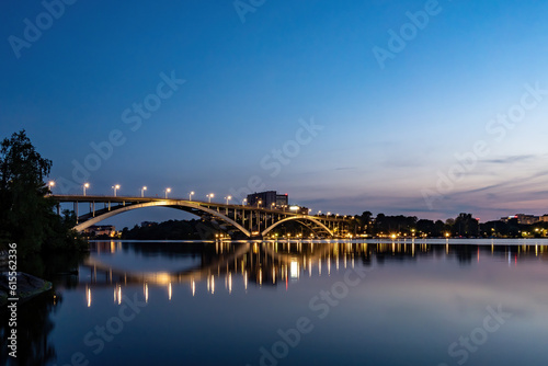 Stockholm, Sweden A view of the Western Bridge or Vasterbron at night in the summer. © Alexander