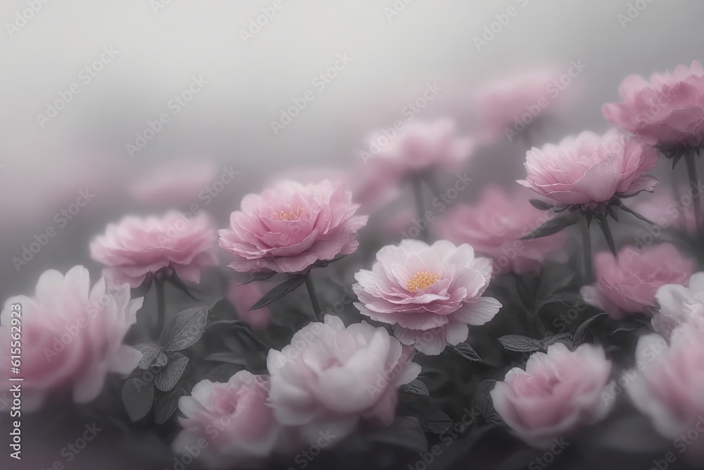 Fototapeta premium Pink flowers background bloom in summer and spring, design ai generative