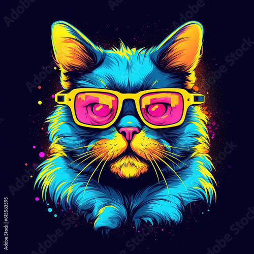 CAT WITH GLASSES PRINTS 06