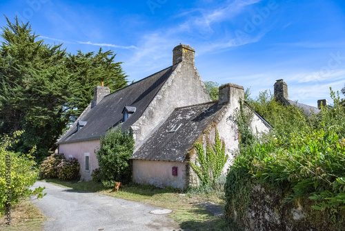 Arz island in the Morbihan gulf, France, typical houses in the village
