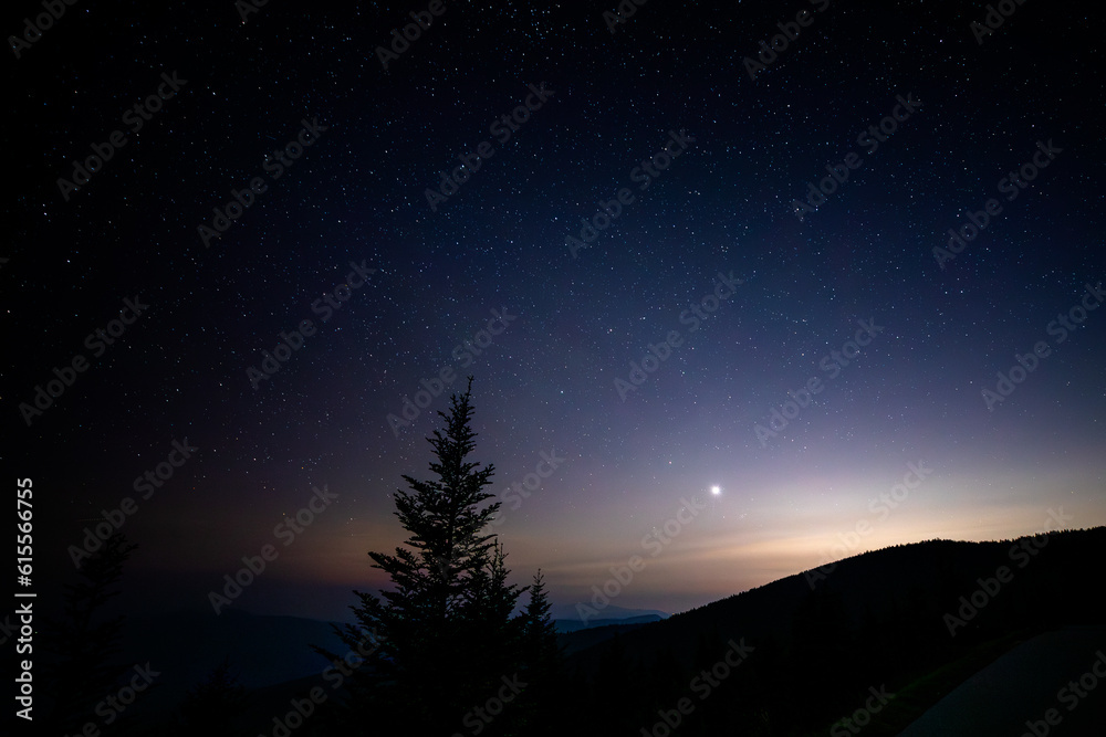 night sky with stars and Venus