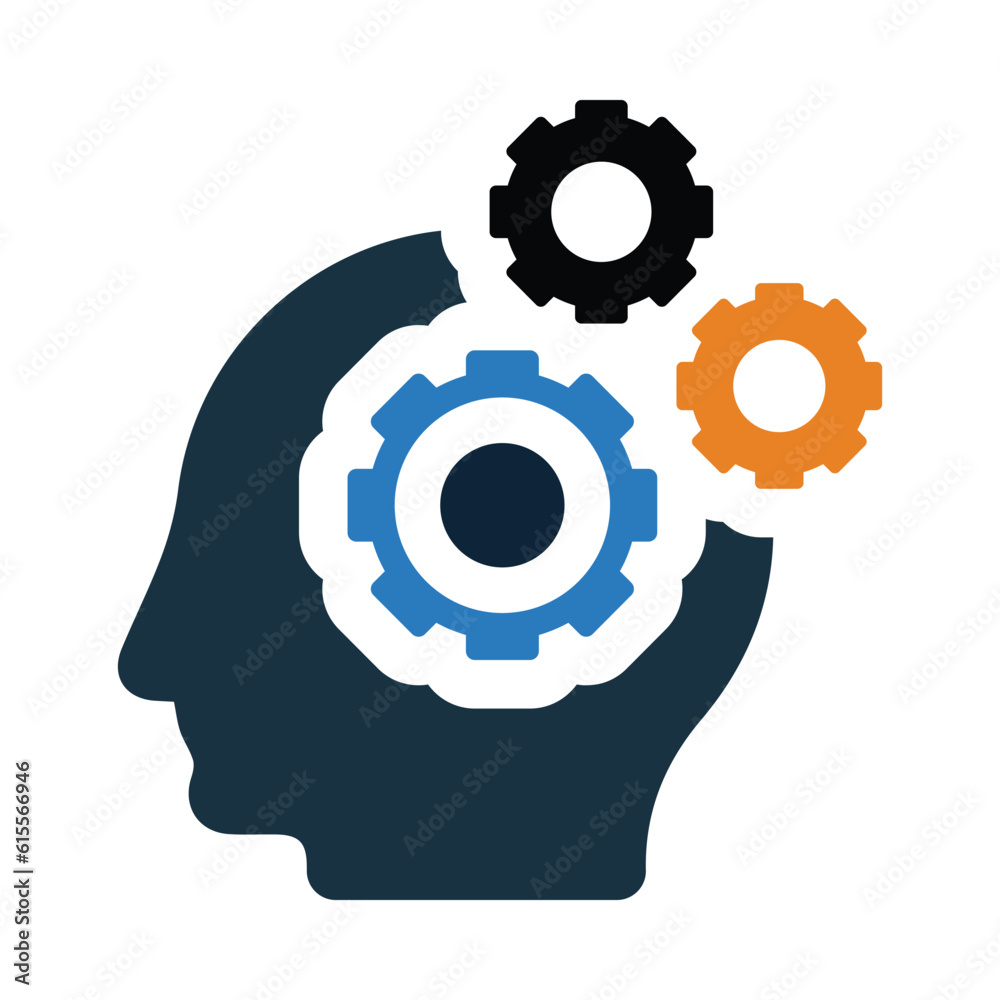human head, gear, thinking, Brainstorming, management, Brain Development Icon human head, gear, thinking, Brainstorming, management, Brain Development Icon