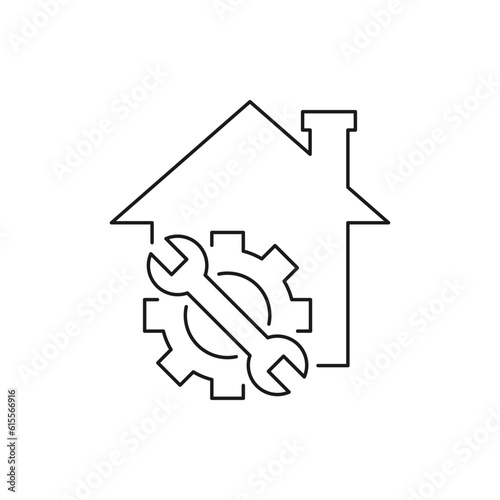 Home repair. House renovation, construction icon line style isolated on white background. Vector illustration