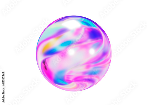 3d holographic geometric shape sphere. Metal simple figure for your design on isolated background. 3d rendering illustration.