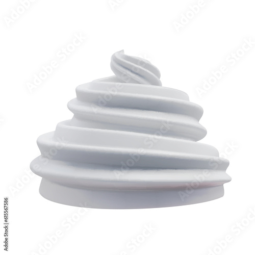 Whipped Cream swirl isolated on white background. 3d realistic vector
