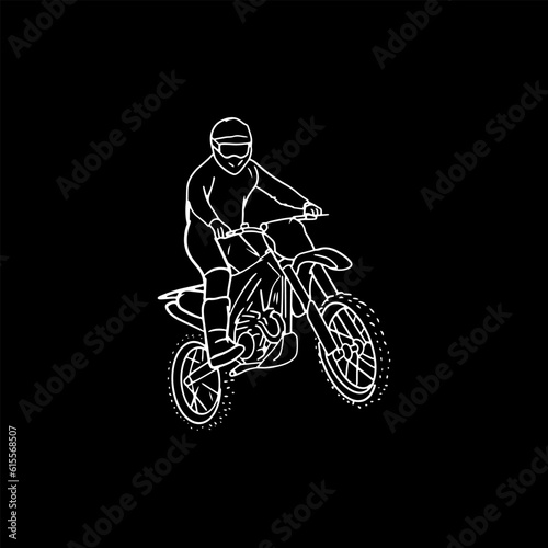 Kids Dirt Bike Line Art Illustration Vector Design