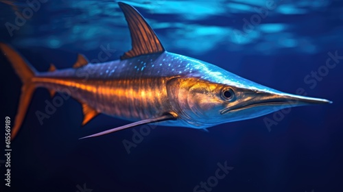 Swordfish Swimming in the Deep Blue Ocean