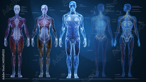 Fotografiet Illustration of the systems of the human body