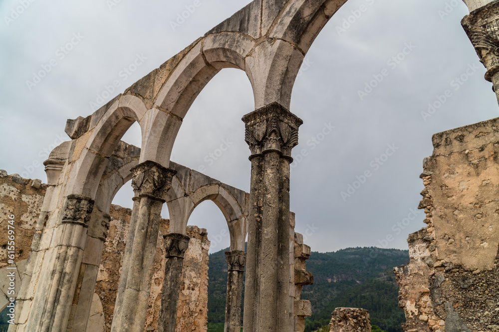 Gothic arches in a state of restoration, in the Monastery of Santa María de la Valldigna