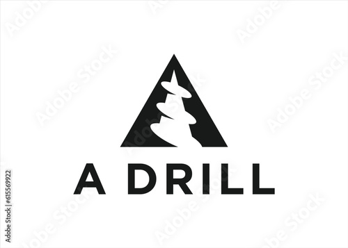 drill with letter a logo design vector silhouette illustration