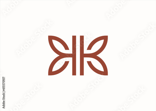 letter kk with butterfly logo design vector silhouette illustration