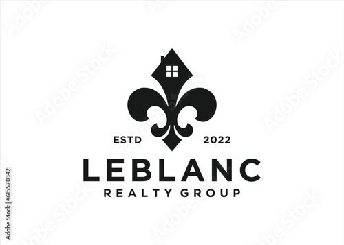 Fleur de lis logo design vector silhouette illustration